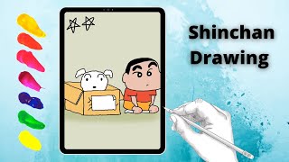 How to draw Shinchan with his dog 🐶 using sketchbook app on iPad #drawing #cartoon screenshot 3