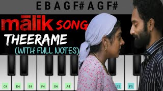Video thumbnail of "Theerame Piano Tutorial | Malik | Keyboard Notes"