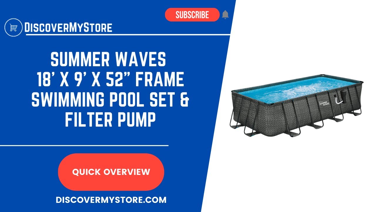 Summer Waves 18' x 9' x 52" Frame Swimming Pool Set & Filter Pump