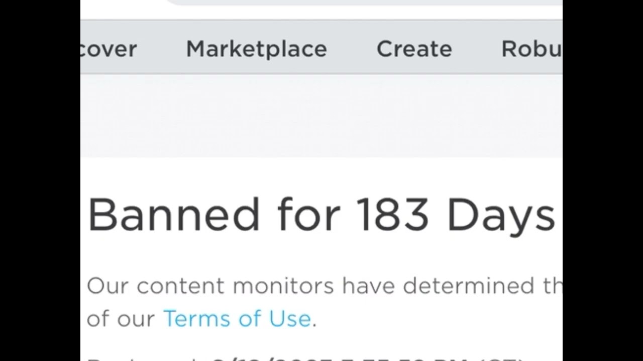 ROBLOX UPDATED BANS 183 DAYS 6 MONTHS BAN TIME 