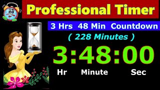 Timer Countdown 228 Minutes [Reverse Time] 3 Hrs 48 Minutes | Digital Clock | Alarm, Whatsapp Status