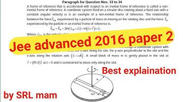 Jee advanced paper 2 comprehension 2016 based on coriolis force || best explaination by srl ma