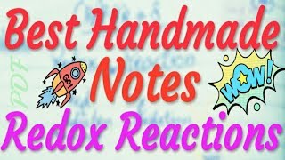 Chemistry Class 11 Unit 8 | Redox Reactions Handwritten Notes ...