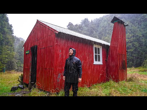 Torrential Rainstorm Camping In Remote Cabin Forced To Shelter Heavy Rain