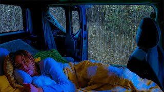 Sleeping like a baby on the camping car when it rains heavy on the window - Sleep on the camping car