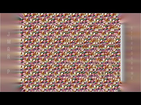 Basic Stereogram, Best for Beginners.  Can you see the hidden slanting letter?