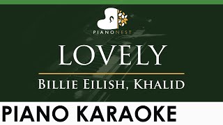 Billie Eilish, Khalid - lovely - LOWER Key (Piano Karaoke Instrumental)