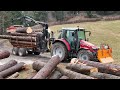 Forstarbeit holzrcken  holztransport  aufarbeitung  mf 5430 mf 4225 nokka 952 tiger 2024