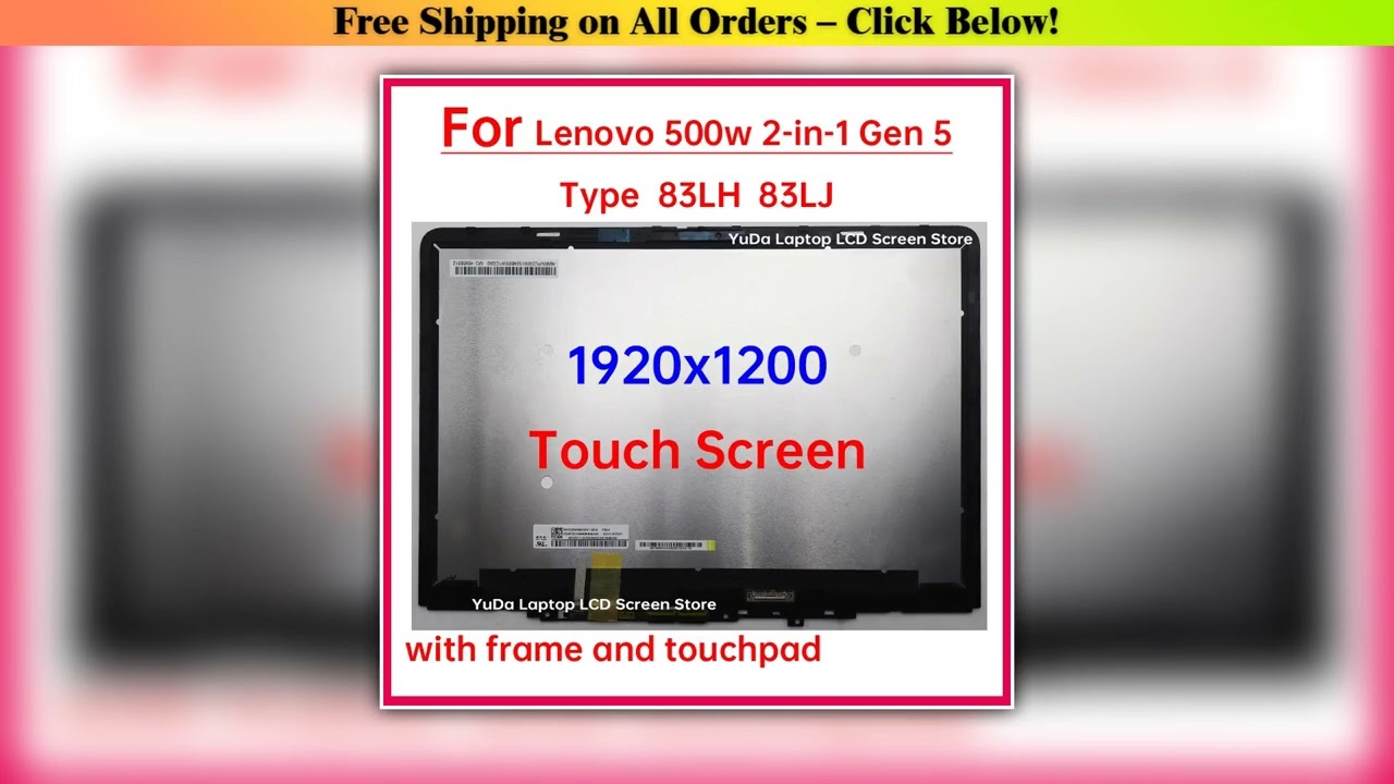 11.6" Laptop LCD Touch Screen For Lenovo 500w 2-in-1 Gen 5 Type 83LH 83LJ Display Digitizer+Frame