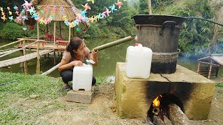 full video:120 days alone building a wooden house, Traditional corn wine distillation process