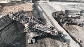 Massive Bucket Wheel Excavators Working On Huge Coal Mine Area - 4k