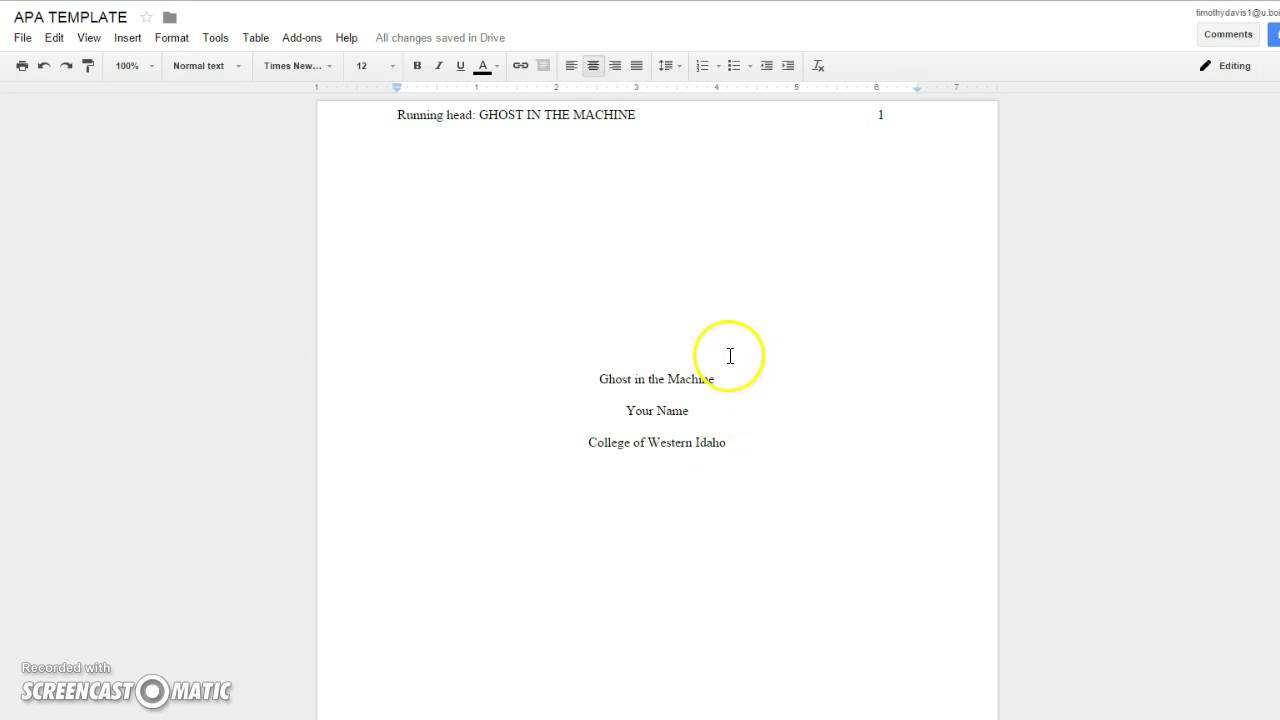 Google Docs Apa Template