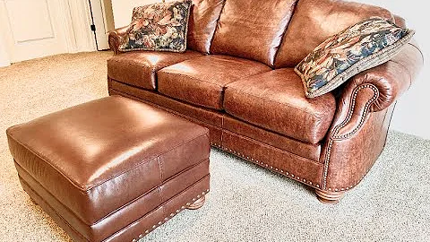 Gorgeous Smith Brothers Genuine Leather Sofa Couch and Ottoman