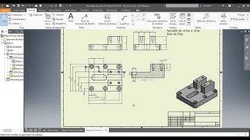Aula 55 - Aplicação de Corte e cotas no desenho 2D da Base da Polia no Inventor.