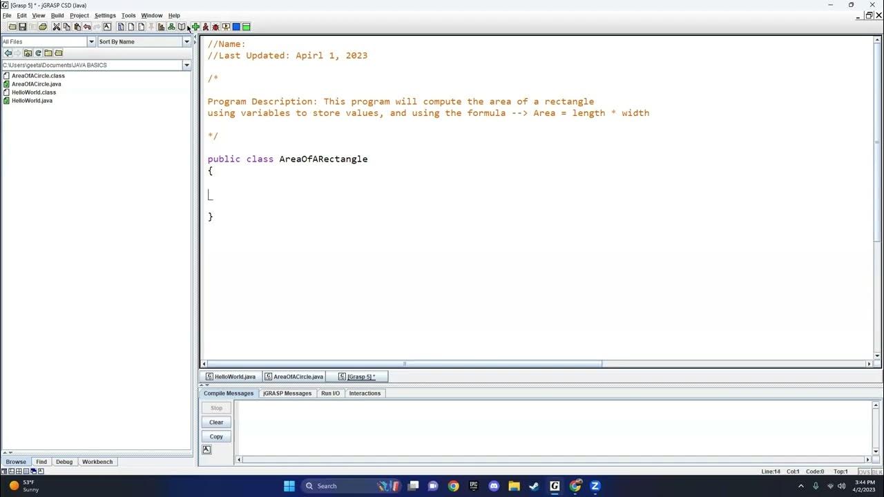 Area of a Rectangle in java - YouTube