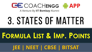 States of Matter – Formula List and Important Points for Revision - JEE CBSE NEET | COACHENGG APP
