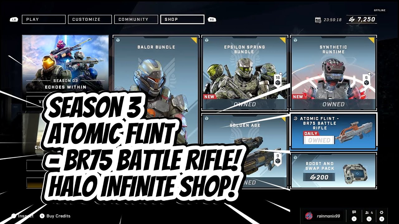 *DAILY* ATOMIC FLINT - BR75 BATTLE RIFLE! HALO INFINITE SHOP [ 03-19-23 ...