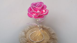 طريقة عمل وردة جورية من الفوم على طابة فلين ? How to make a rose flower on a cork ball with diamonds