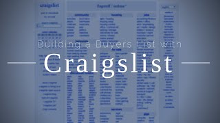 How to Build a Buyers List with Free Craigslist Ads