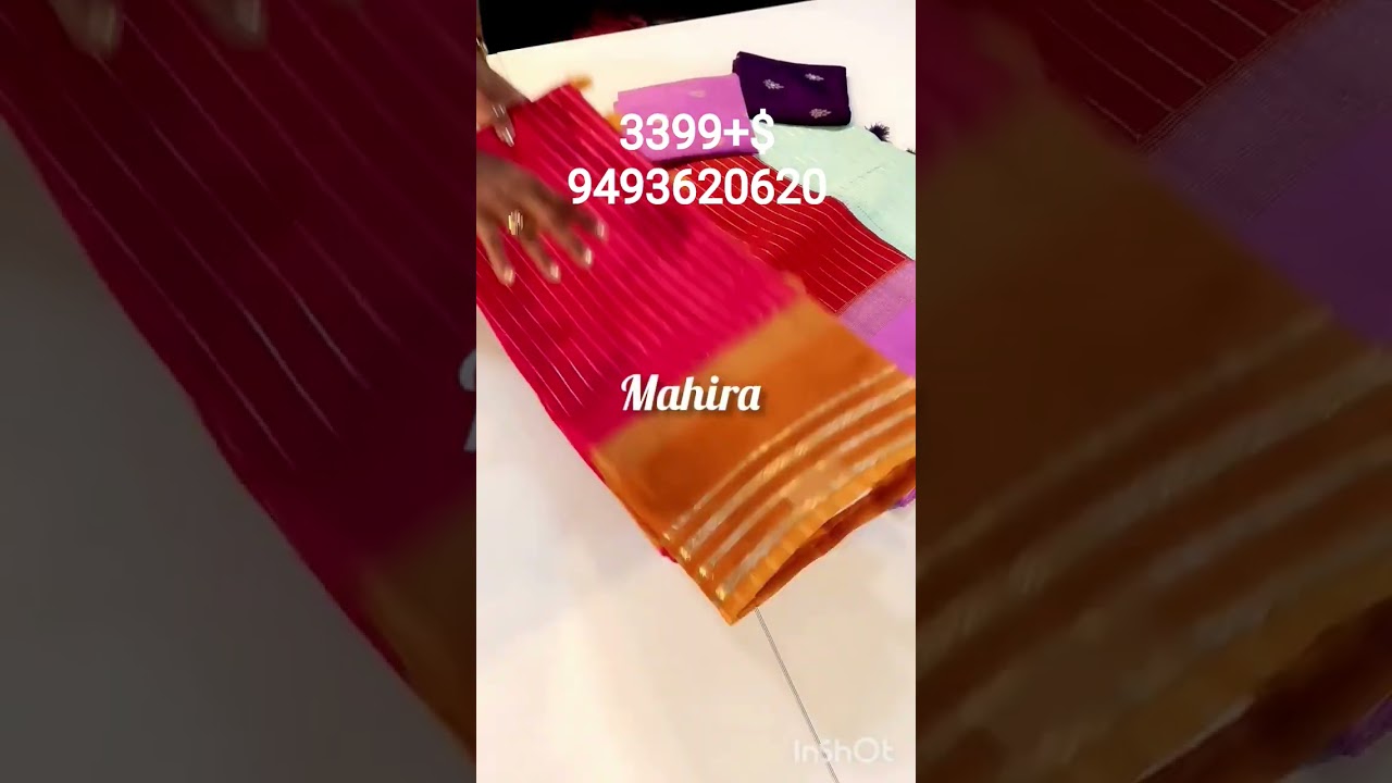 koraorganza saree Allover nice  weaving line along wtsatin  weaving borderNice weaving  pallu&blouse