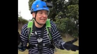 Jimmy Fallon isn't sure to do the zip line in Puerto Rico