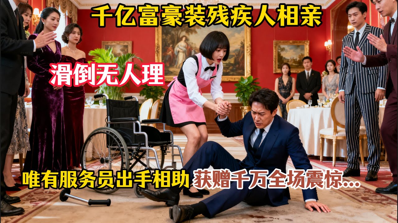 千億富豪相親會裝殘疾人測試人心，不慎滑倒，名媛們無人理睬，唯有服務員出手相助，獲贈千萬但她卻拒絕了...  #故事頻道 #故事分享 #百味故事馆