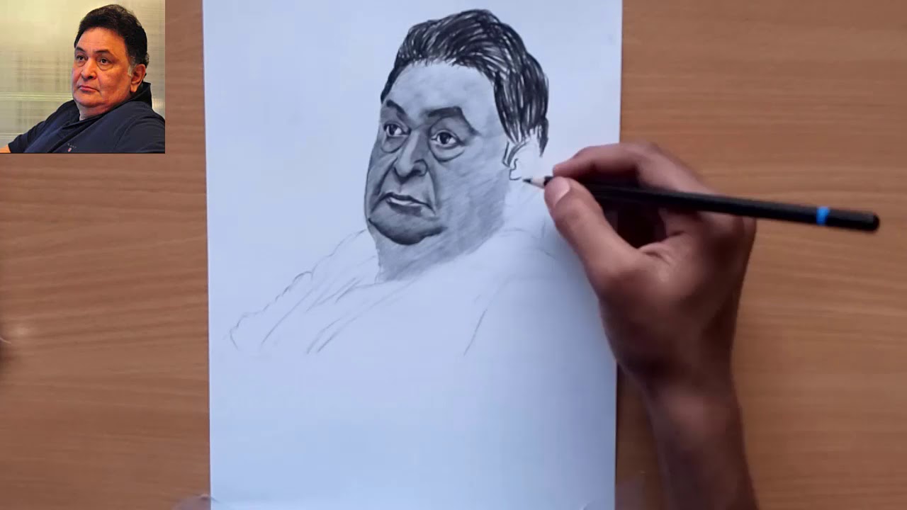 Pencil sketch of rishi Kapoor by artist boy abhay pencil sketch YouTube