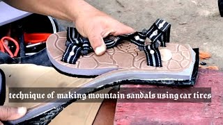 Making mountain sandals with used car tires
