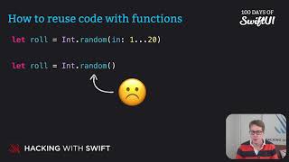 How to reuse code with functions – Swift for Complete Beginners