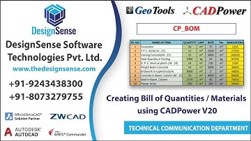 Creating Bill of Quantities / Materials using CADPower V20 in BricsCAD / AutoCAD | CADPower | CP_BOM
