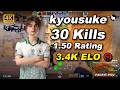 🔥kyousuke (30-16) 1.5 Rating | avg 3.3K ELO | Inferno POV | Jun 15, 2026