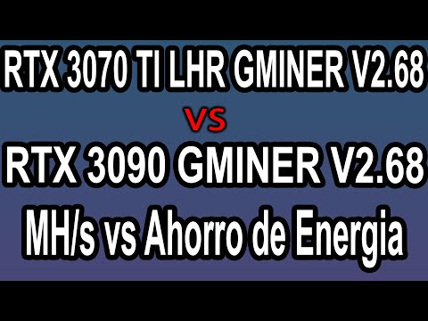 GMiner V2.68 RTX 3070 TI LHR UNLOCKED VS RTX 3090 MAXIMUM ENERGY SAVING