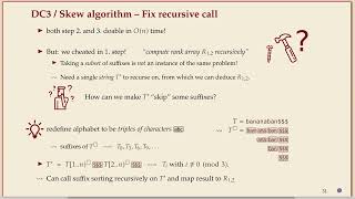 COMP526 (Spring 2022) 6-8 §6.7 Linear time suffix sorting - DC3 recursion