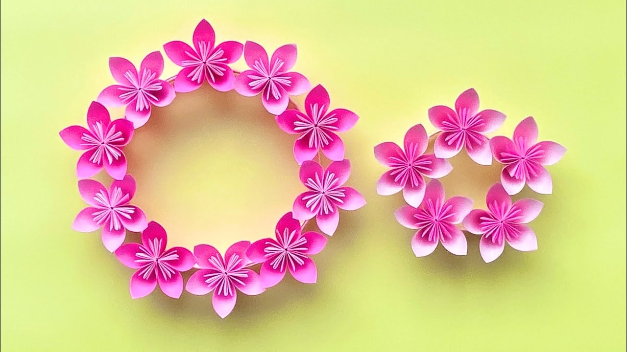 折り紙とコピー 用紙で作るフラワーリース Paper Flower Wreath Youtube