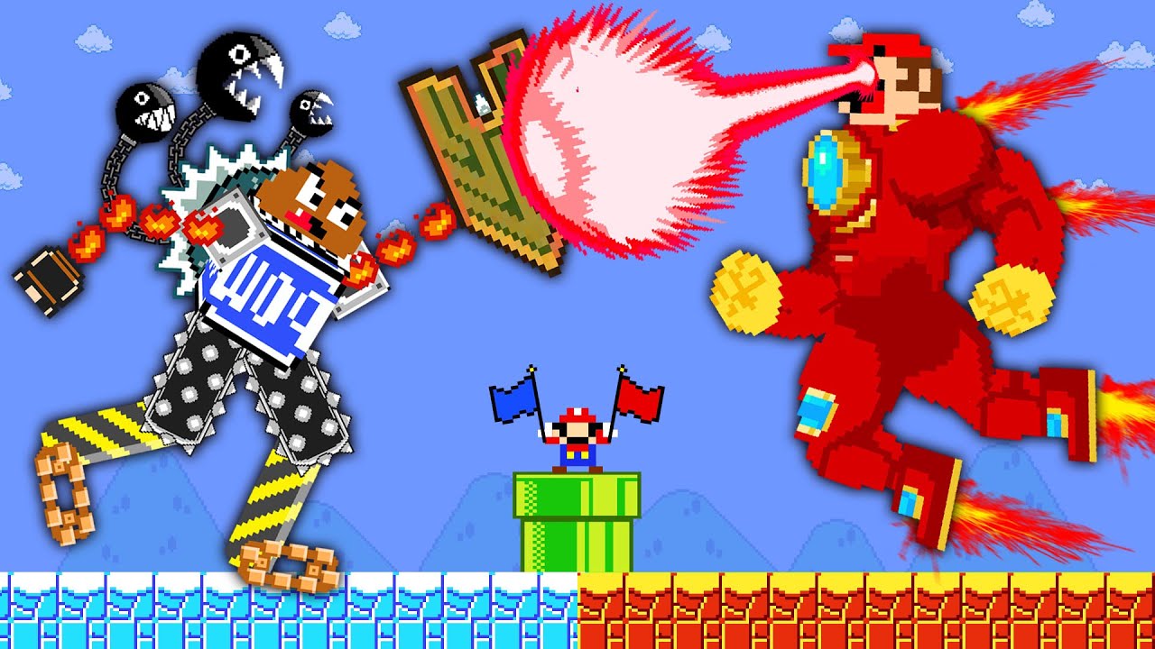 The GIANT ROBOT Goomba vs The GIANT BIGGEST ROBOT Mario | POWER-UP MARIO