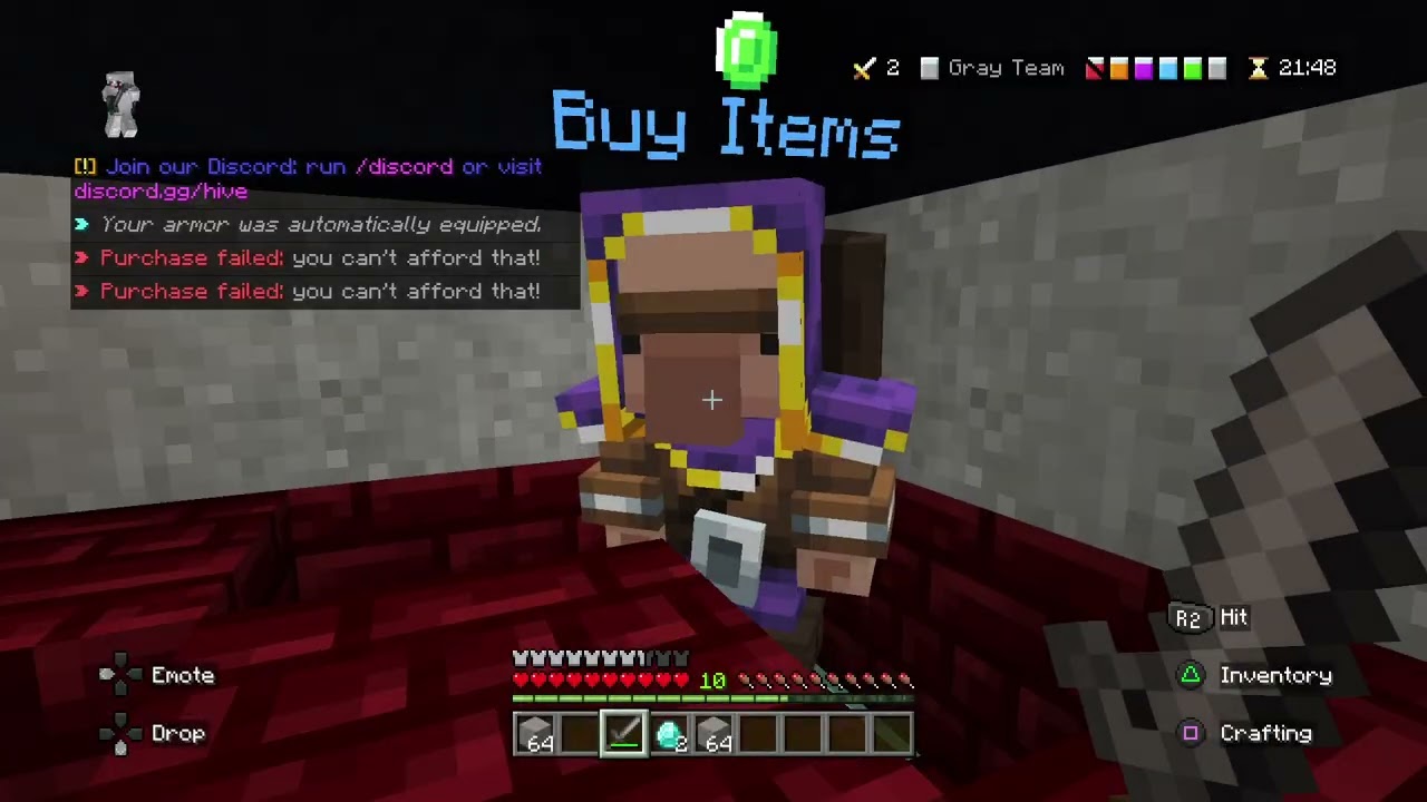 Frist video on ps4 minecraft bed wars level 11!!