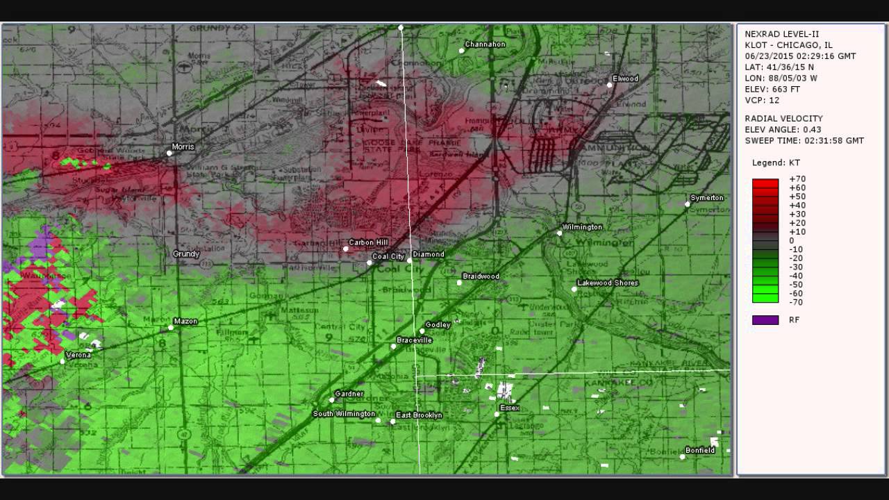 Doppler Radar Coal City to Braidwood EF3 Tornado June 22 2015 YouTube