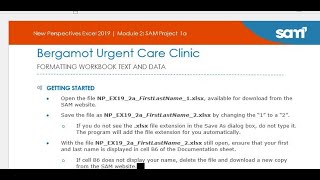 Excel Module 2 SAM Project A Bergamot Urgent Care Clinic | Excel Module 2 SAM Project 1a