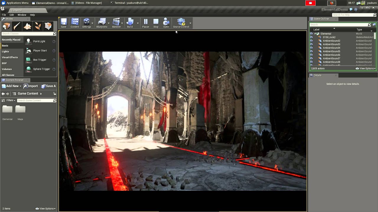 Epic's Elemental Demo inside the Unreal Engine 4 Linux Editor - YouTube