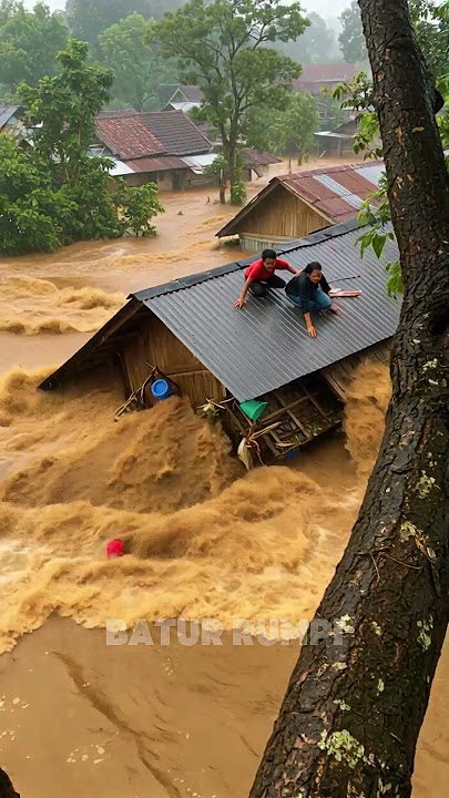 Detik-detik Mencekam! Rumah roboh terseret arus banjir yang menggila #banjirbesar #viral