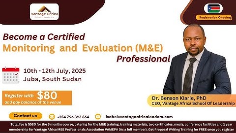 Become A Certified Monitoring & Evaluation Expert- Register for Juba LiveTraining 10th-12th July