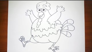 How To Draw Big Red Chicken Step By Step For Kids Dora The Explorer Characters Drawing For Kids