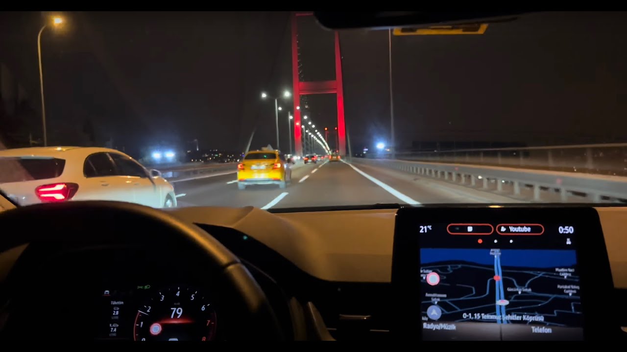 ASMR Driving At Night #19 No Talking - Istanbul Bosphorus Bridge #asmr #driving