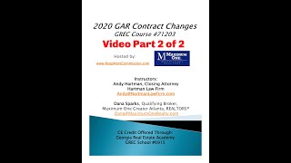 2020 GAR Contract Changes (CE Class) Part 2 of 2