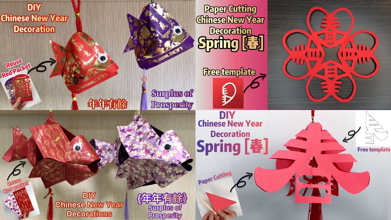 5 DIY Chinese New Year Decorations! Paper crafts! - YouTube