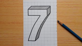 Simple 3d Drawing Number 7 / How To Draw Easy For Beginners #shorts