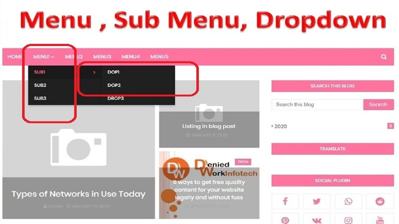 How to make Menu in Blogger | Create menu or Submenu | Create Dropdown