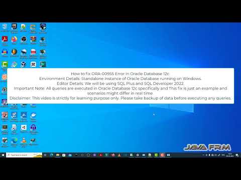 ORA-00955: name is already used by an existing object - Oracle Database 12c Error Messages