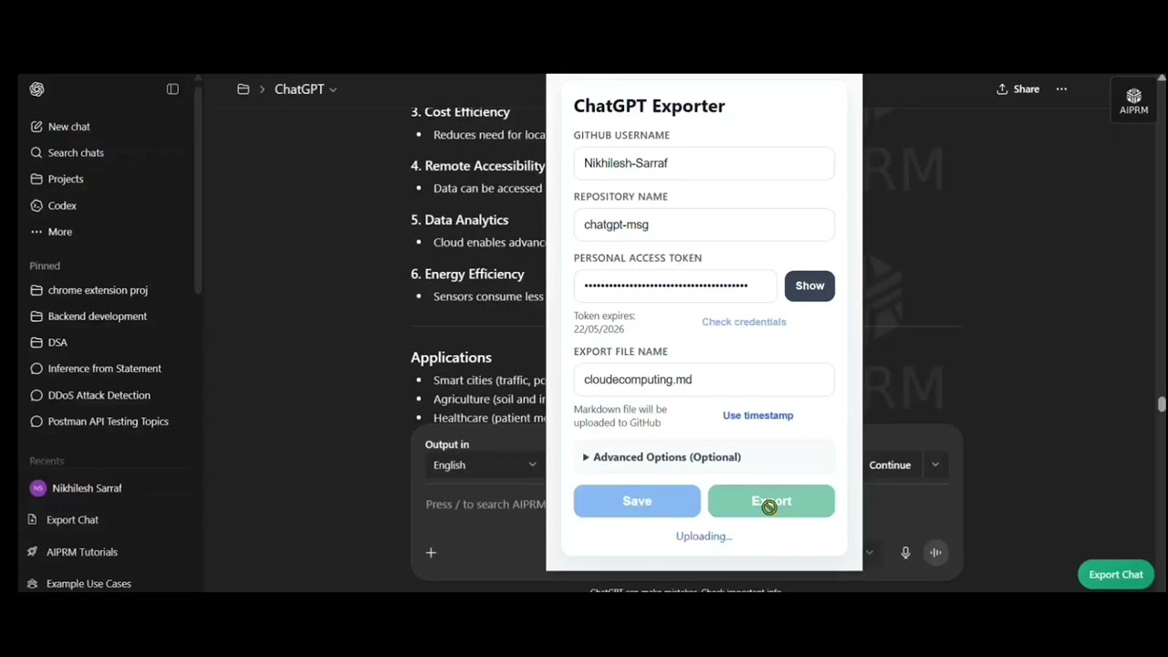 Export ChatGPT conversations to GitHub in Markdown Format - YouTube