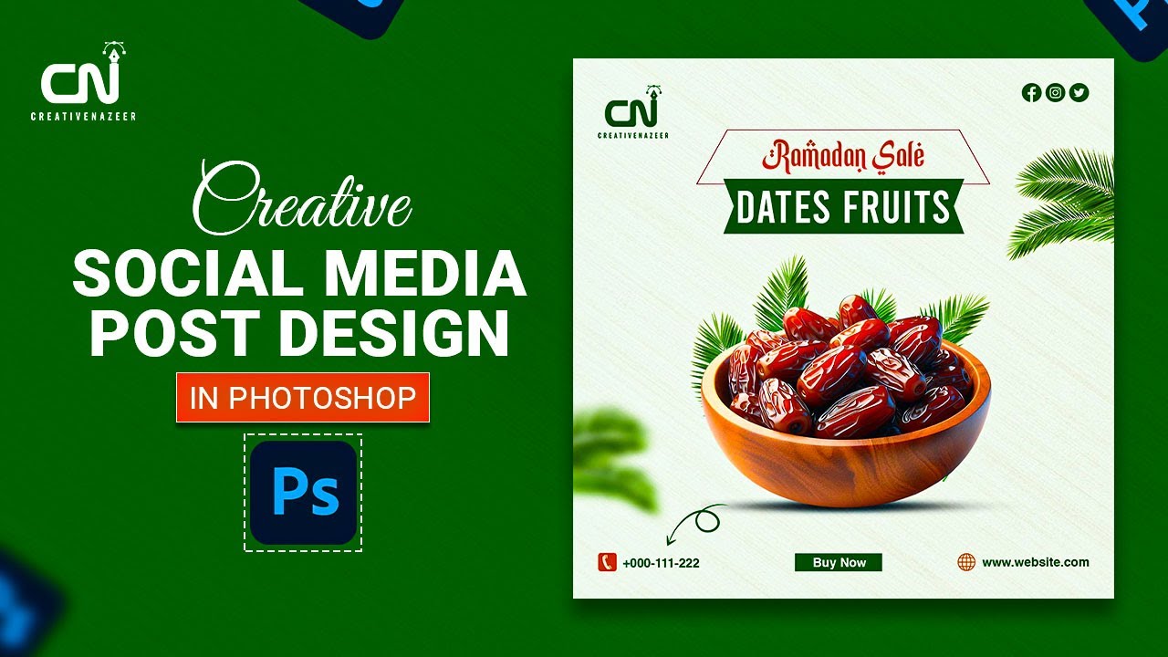 Fresh Dates Fruit Social Media Post Design | Photoshop Tutorial # ...